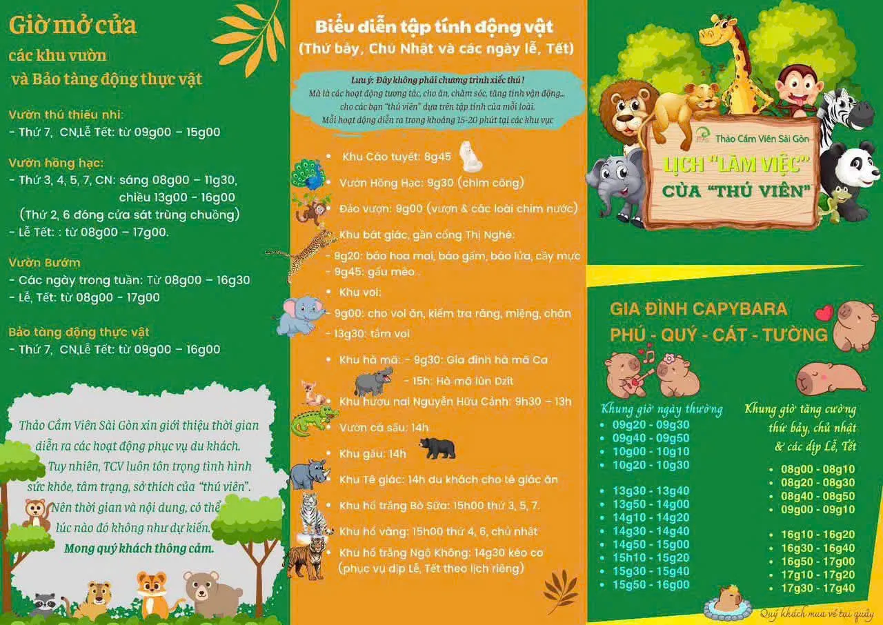(Information about the program. Photo: FB. Thao Cam Vien - Sai gon Zoo & Botanical Gardens)